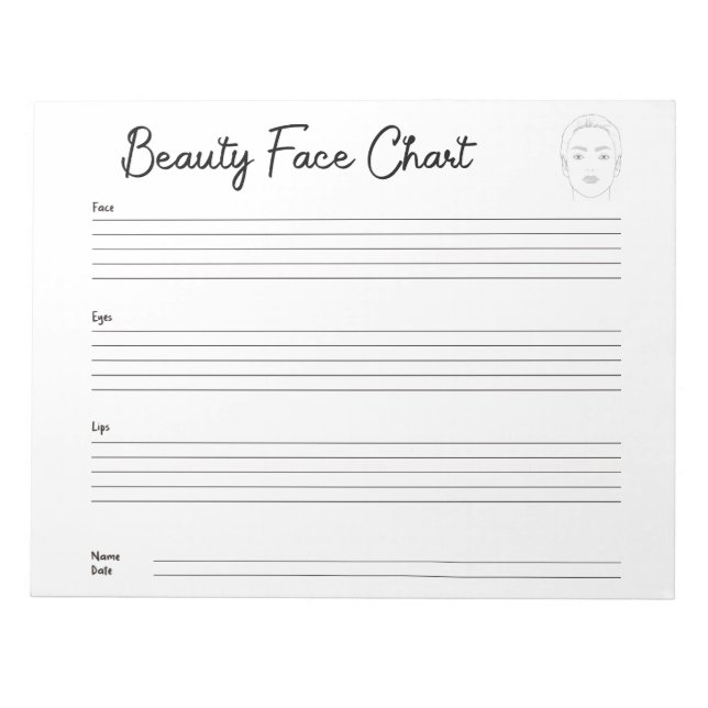 Ansikte-diagram för professionell Makeup Anteckningsblock (Framsida)