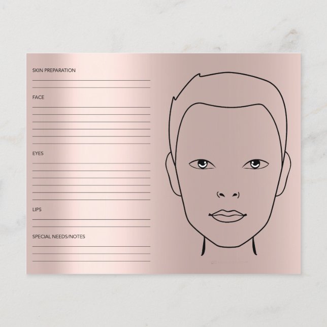 Ansikte-diagram Könsneutrala kosmetologer Makeup A Flygblad (Baksidan)
