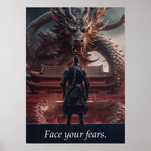 Ansikte dina farhågor - Warrior vs Dragon - Framgå Poster
