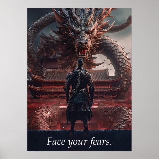 Ansikte dina farhågor - Warrior vs Dragon - Framgå Poster (Framsidan)