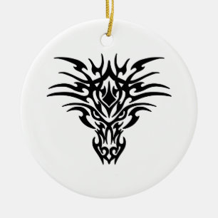 Ansikte-Dragon-Tattoo Julgransprydnad Keramik