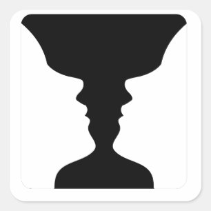 Ansikte eller vas - illusion av två ansikte som va fyrkantigt klistermärke