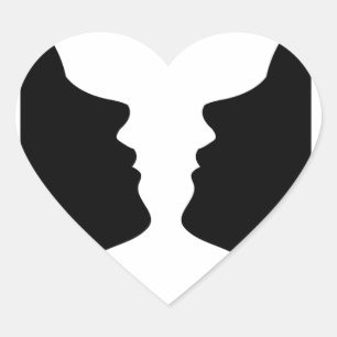 Ansikte eller vas - illusion av två ansikte som va hjärtformat klistermärke