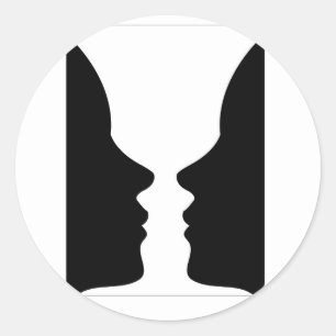 Ansikte eller vas - illusion av två ansikte som va runt klistermärke