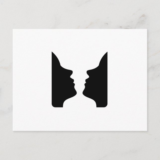 Ansikte eller vas - illusion av två ansikte som va vykort (Framsida)