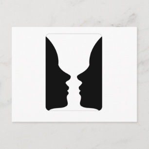 Ansikte eller vas - illusion av två ansikte som va vykort