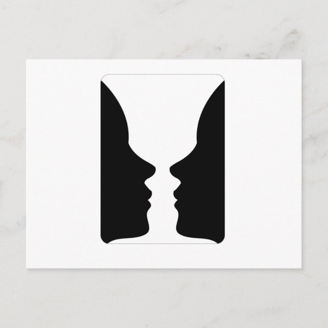 Ansikte eller vas - illusion av två ansikte som va vykort (Framsida)