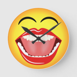 Ansikte Emoji Humor Medium Funny Round Wall Clock  Rund Klocka
