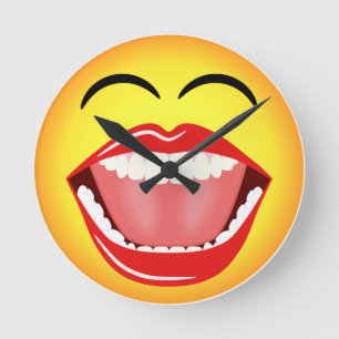 Ansikte Emoji Humor Medium Funny Round Wall Clock  Rund Klocka