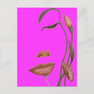 Ansikte Flower Illusion Vykort