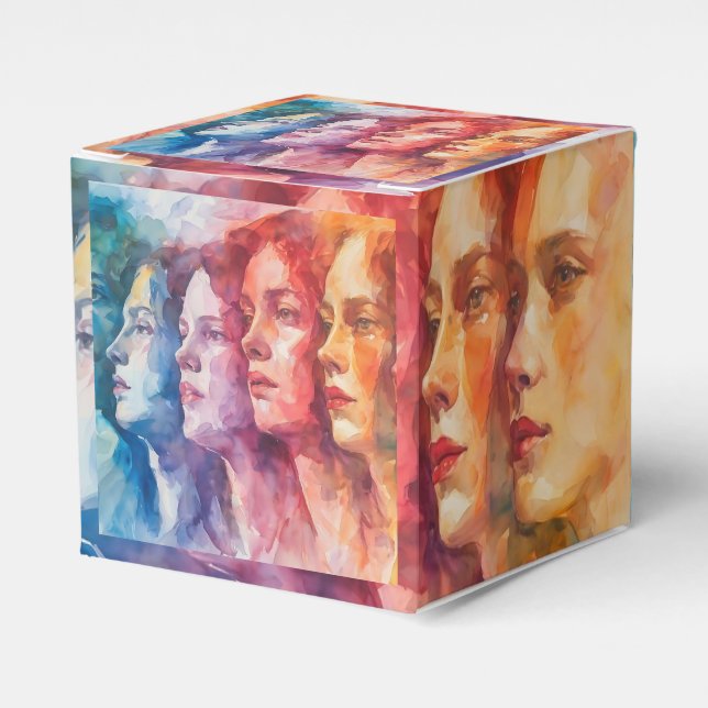 Ansikte för kvinnor - målning av vattenfärger presentaskar (Framsidan Sidan)