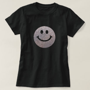 Ansikte för silverfauxglitter tee shirt