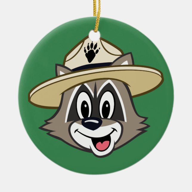 Ansikte för stack för skogsvaktare för julgransprydnad keramik (Framsidan)