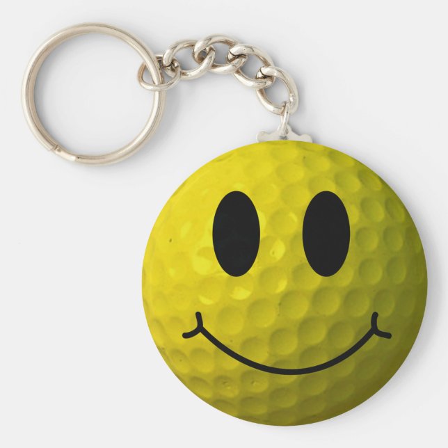 Ansikte Golf Boll Nyckelring (Framsidan)