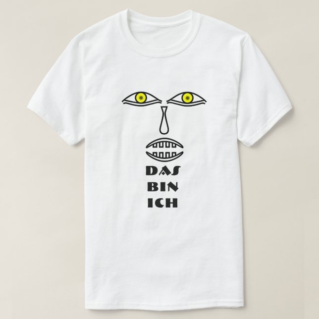 ansikte gult ögon och Das tunna ich Tee Shirt (Design framsida)