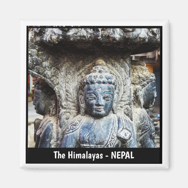 Ansikte i Buddha, Chorten, Himalayas - Nepal Magnet (Framsidan)