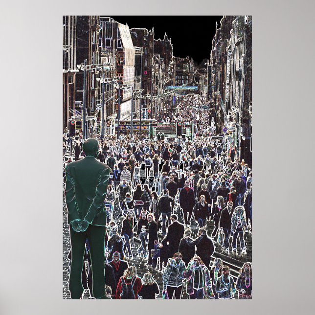 Ansikte i Crowd Glasgow Scotland Poster (Framsidan)