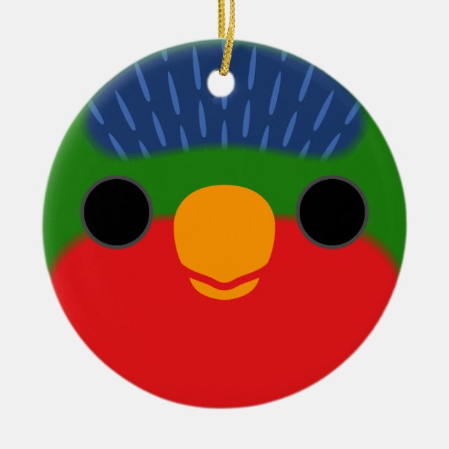 Ansikte i en blå lorikeet julgransprydnad keramik (Framsidan)