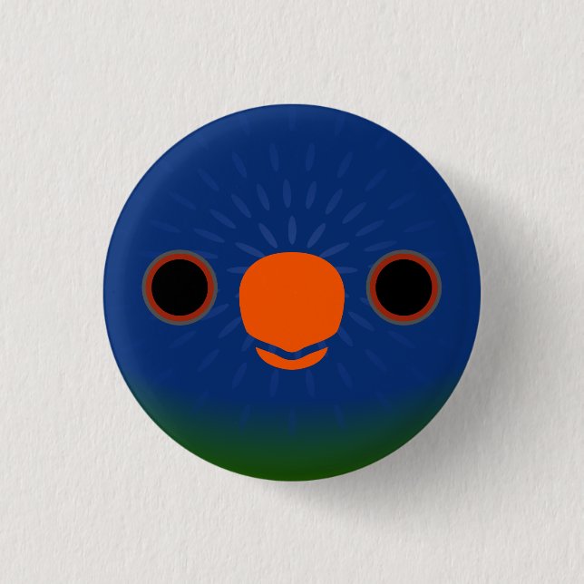 Ansikte i en blåögd lorikeet knapp (Framsida)