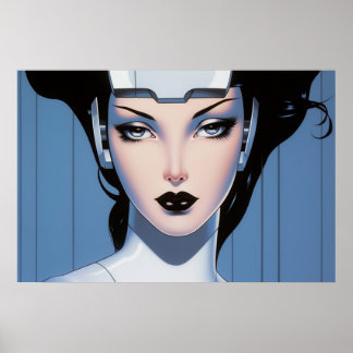 Ansikte i en cyborgmålning poster