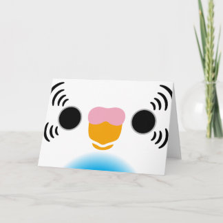 Ansikte i en himmel blå lågvattenbuggi kort