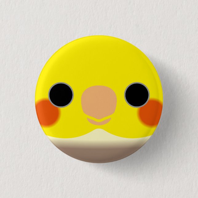 Ansikte i en kanelpipad manlig cockatiel knapp (Framsida)