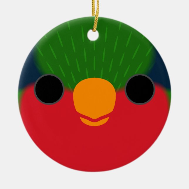 Ansikte i en Kuhls lorikeet Julgransprydnad Keramik (Framsidan)