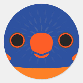 Ansikte i en rödfärgad lorikeet runt klistermärke