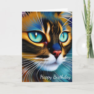 Ansikte i en söt Lynx-punkt Siamese Birthday Anteckningskort