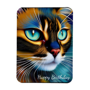 Ansikte i en söt Lynx-punkt Siamese Birthday Magnet
