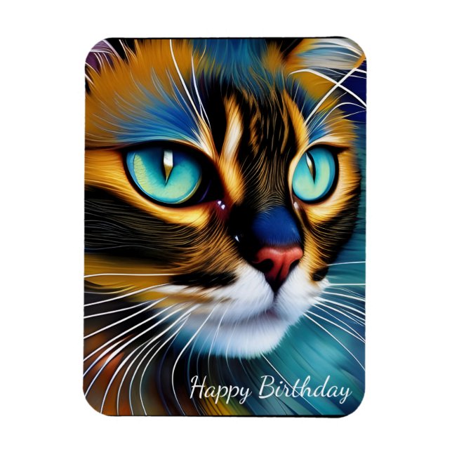 Ansikte i en söt Lynx-punkt Siamese Birthday Magnet (Vertikal)