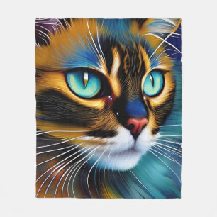 Ansikte i en söt Lynx-punkt Siamese Fleecefilt