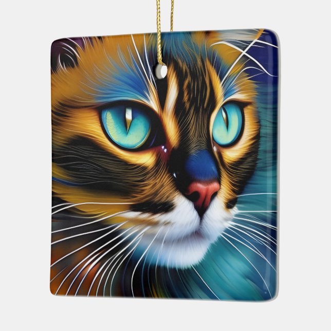 Ansikte i en söt Lynx-punkt Siamese Julgransprydnad Keramik (Vänster)