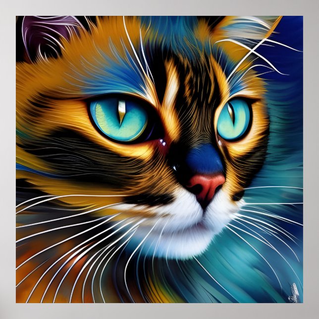 Ansikte i en söt Lynx-punkt Siamese Poster (Framsidan)