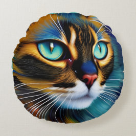 Ansikte i en söt Lynx-punkt Siamese Rund Kudde