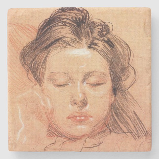 Ansikte i en sovande kvinna (av Frantisek Kupka) Stenunderlägg (Framsidan)