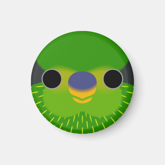 Ansikte i en strimlad lorikeet magnet (Framsidan)