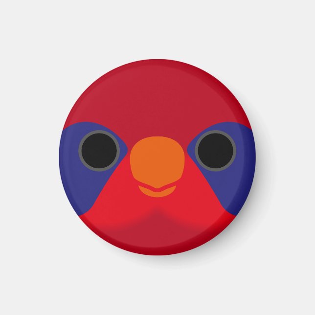 Ansikte i en svartvingad lory magnet (Framsidan)