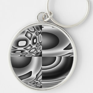 Ansikte i Evil Keychain Rund Silverfärgad Nyckelring