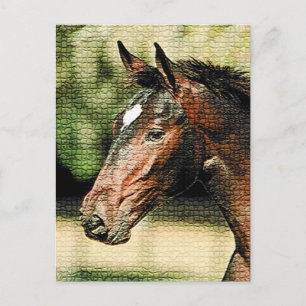 Ansikte i Horse Mosaic Tiles Vykort