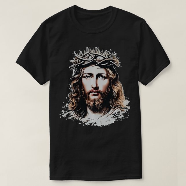 Ansikte i Jesus Kristus Krona i Thorns katolska Fa T Shirt (Design framsida)