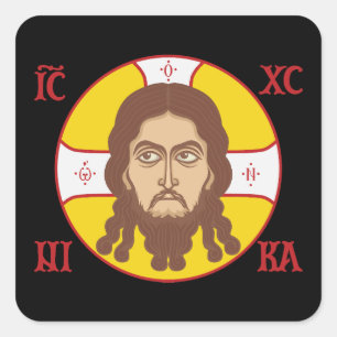 Ansikte i jesus Kristus ortodoxa Icon Fyrkantigt Klistermärke
