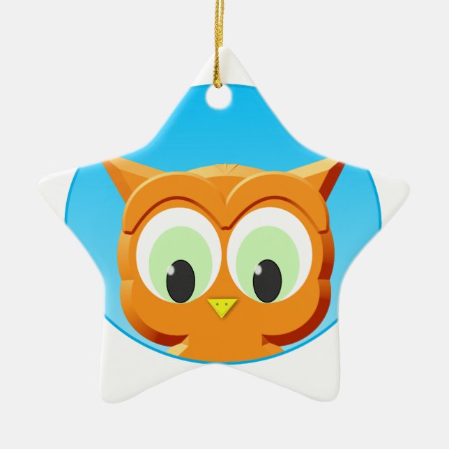 Ansikte i lite Uggla Julgransprydnad Keramik (Framsidan)