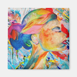 Ansikte i Många Färg Magnet