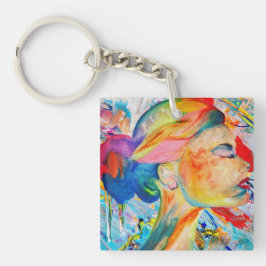 ANSIKTE i MANY FÄRG Abstrakt Acrylic Keychain