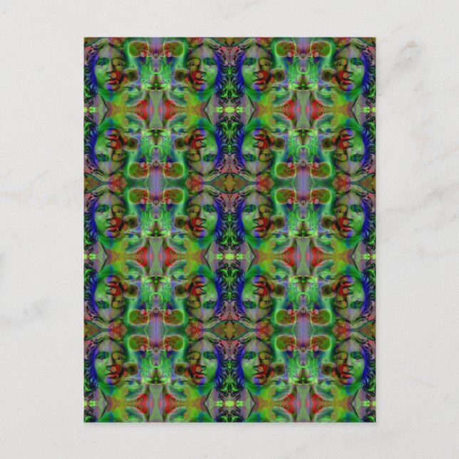 Ansikte i nattkortet vykort (Framsida)