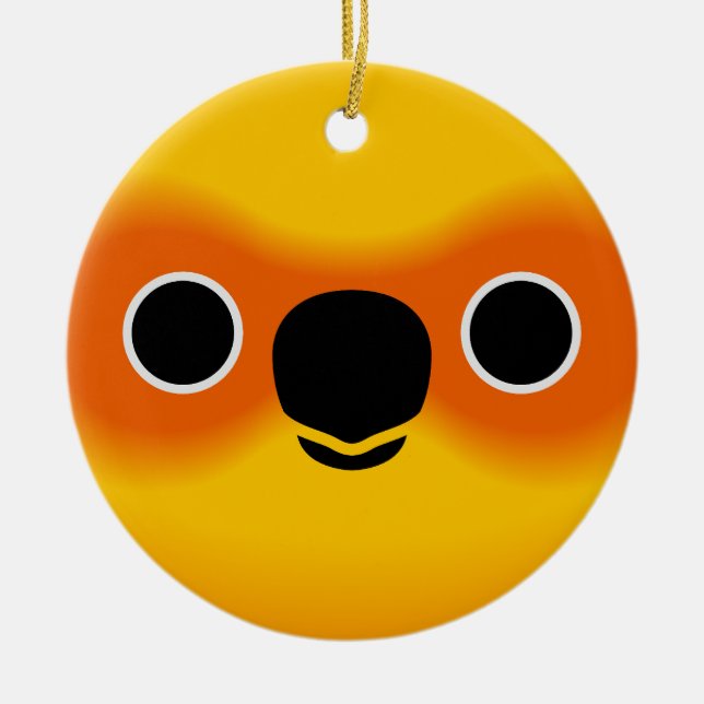 Ansikte i Sol Conure Julgransprydnad Keramik (Framsidan)