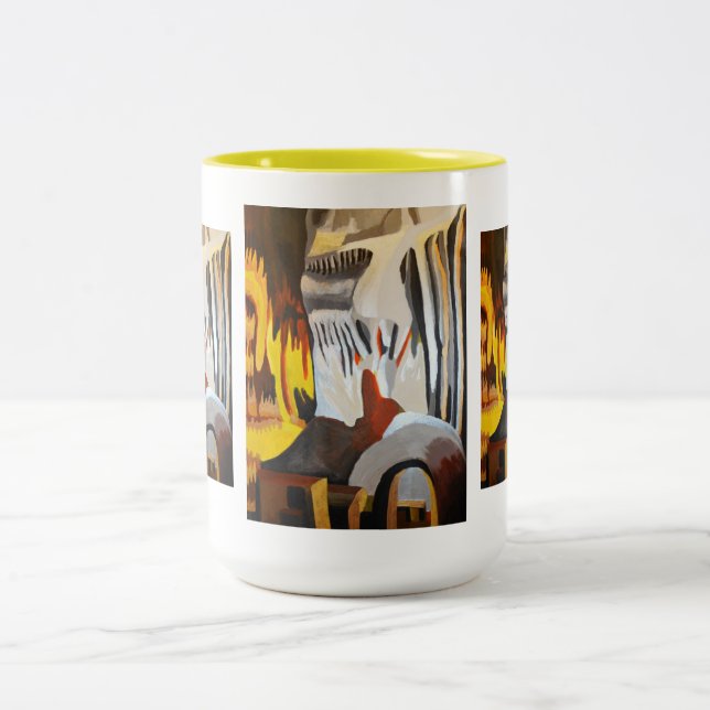 ANSIKTE i STEN Två-Tonad Mugg (Center)