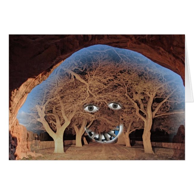 ANSIKTE I TRÄD HÄLSNINGSKORT (Framsidan Horizontal)