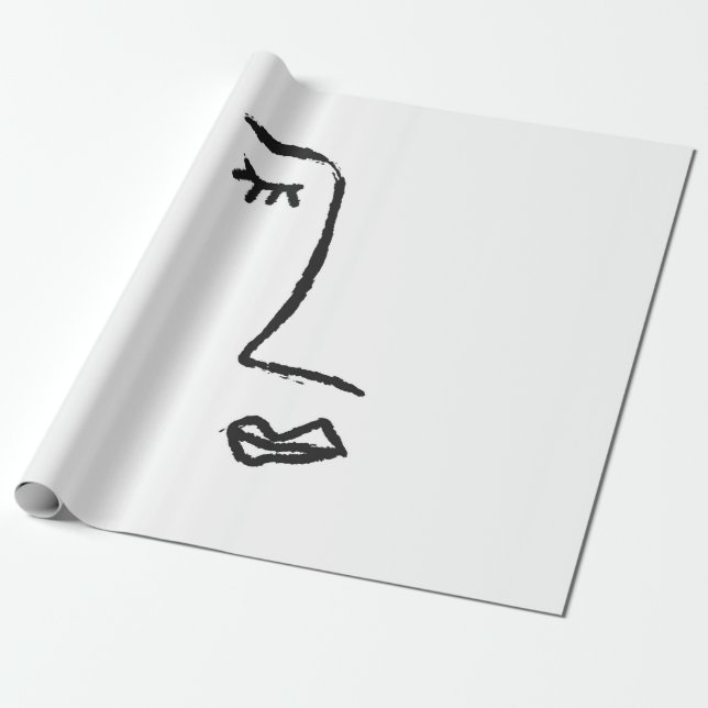 Ansikte kontur som är målad med en vattenfärgspens presentpapper (Utrullad)